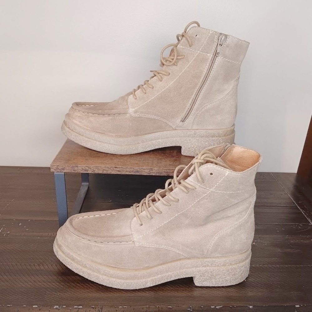 FREE PEOPLE Hiker Suede‎ Combat Boots Women's Lug Utilitarian Size 40/9.5-10 - Picture 2 of 13